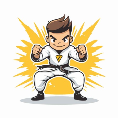 Taekwondo Vector Illustration. Cartoon character karate.