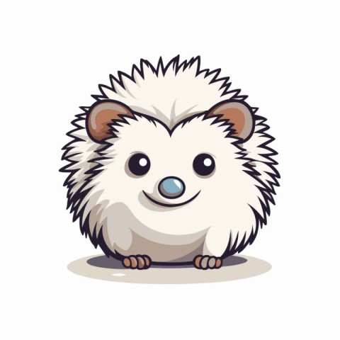 Cute hedgehog isolated on white background. Vector cartoon illus