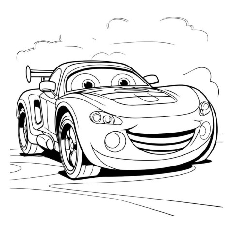 illustration of a sports car on a background of the sky with clo