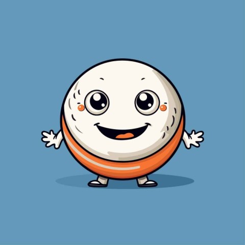 Cute Cartoon Golf Ball Mascot Character. Vector Illustration