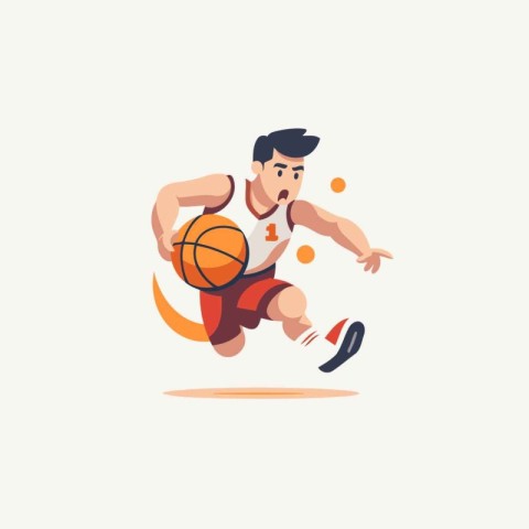 Basketball player in action. Vector illustration in a flat style