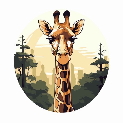 Giraffe in the savanna. Vector illustration in cartoon style.