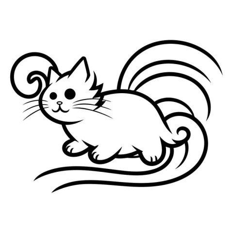 Cute cartoon cat on a white background. Vector illustration for