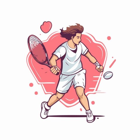 Tennis player. Vector illustration of a young man playing tennis