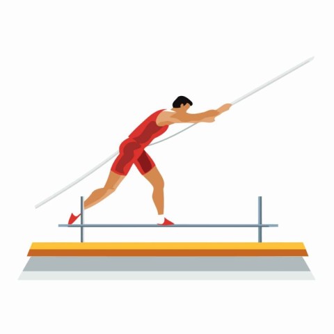 athlete in the high jump isolated on white background vector ill