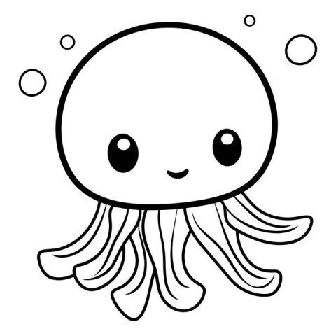 cute octopus cartoon vector illustration graphic design in black