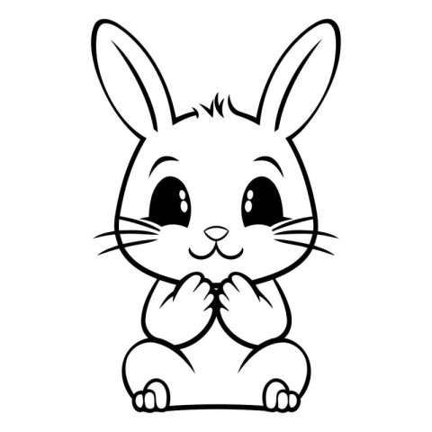 Cute cartoon rabbit. Vector illustration for coloring book or pa