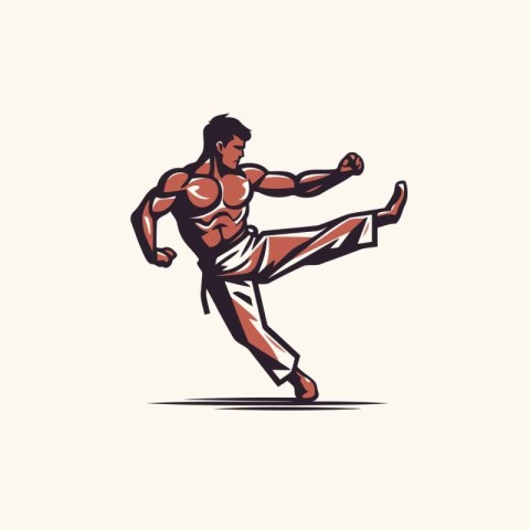 Taekwondo fighter. Martial arts. Vector Illustration.