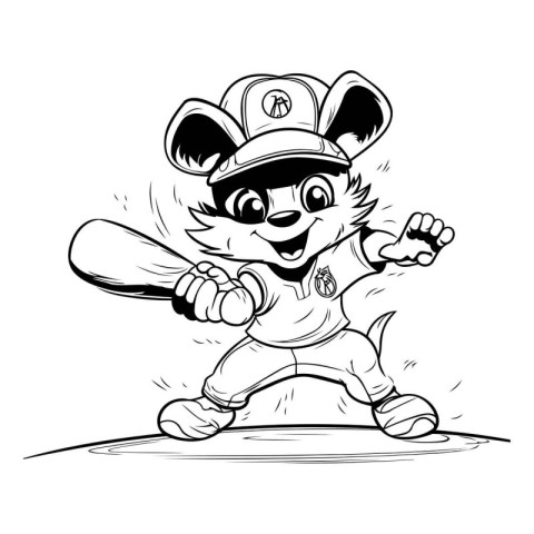 Cartoon illustration of a fox baseball player mascot running and