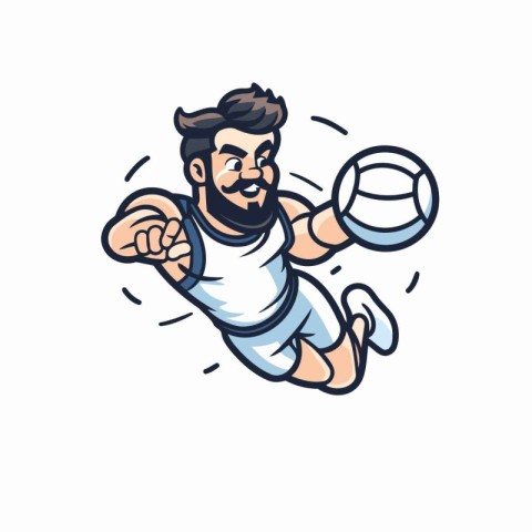 Soccer player with ball cartoon vector Illustration on a white b