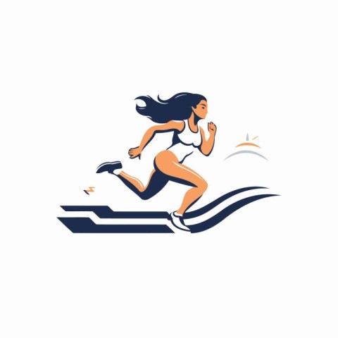 Running woman vector logo design template. Sportswoman running o