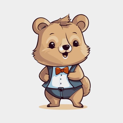 Cute cartoon hamster in a bow tie. Vector illustration.