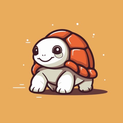 Cute cartoon turtle. Vector illustration of a cute little turtle