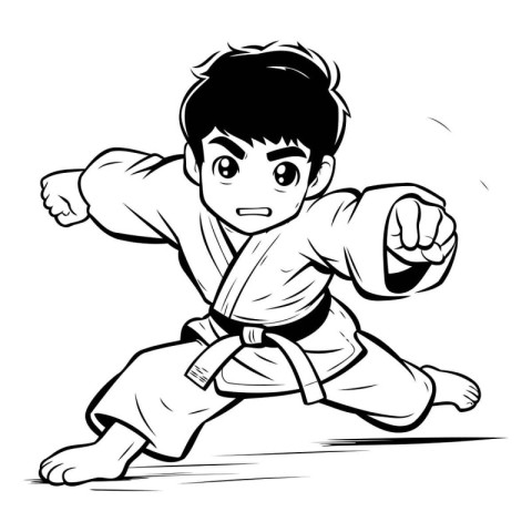 Karate boy in kimono. Vector illustration ready for vinyl cuttin