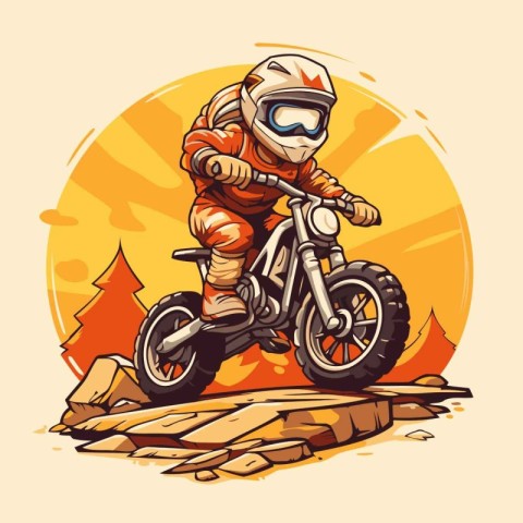 Vector illustration of a motocross racer in helmet and helmet ri