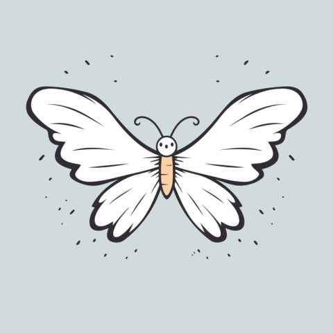 Butterfly. Vector illustration in doodle style. Isolated on whit