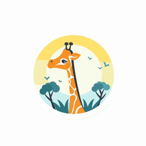 Giraffe vector illustration. Flat style design. Wild animal icon