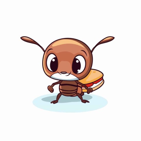 Ant cartoon character isolated on white background. Vector illus