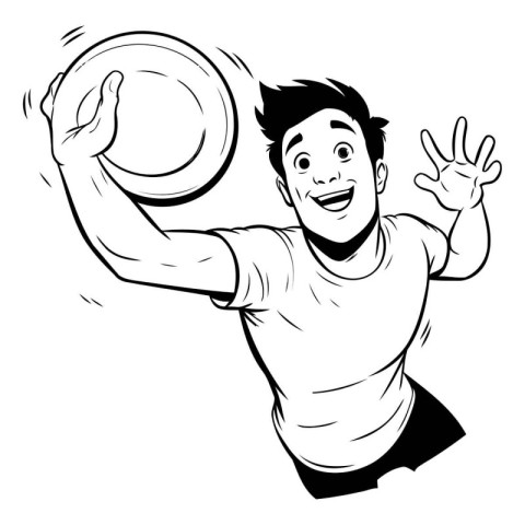 Volleyball player. Black and white vector illustration for color