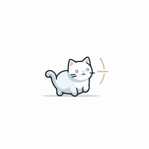 Cute cat with an arrow in his mouth. Vector illustration.