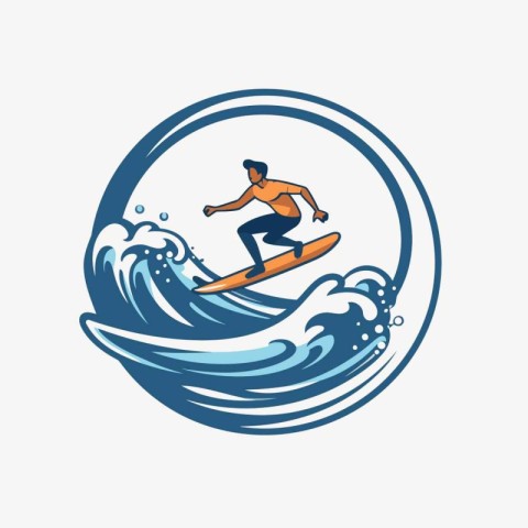 Surfer logo. Vector illustration of a man surfing on a wave.