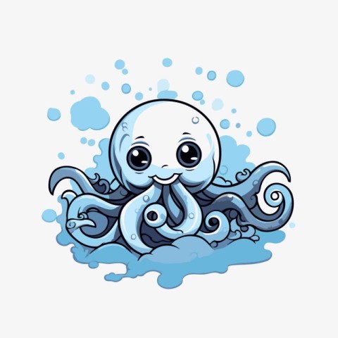 Cute cartoon octopus on a white background. Vector illustration.