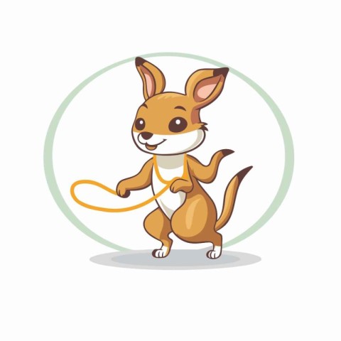 Cute cartoon kangaroo. Vector illustration on white background.