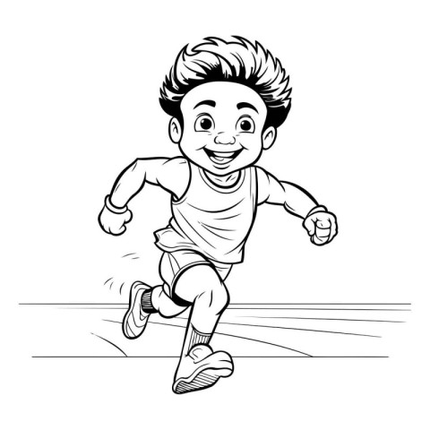 Illustration of a boy running in the race. vector illustration.