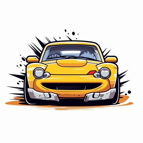 Vector illustration of a yellow sports car on a white background