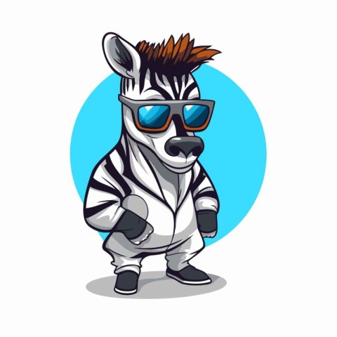 Zebra in sunglasses. Vector illustration of a cartoon zebra.