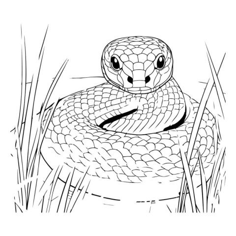 snake in the grass. vector illustration. coloring book. black an