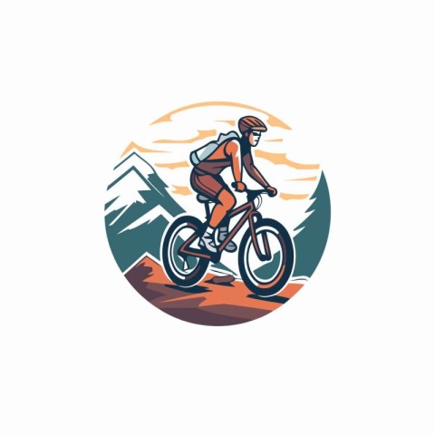 Mountain biker logo design vector template. Mountain biker logo