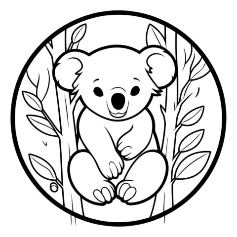 Coloring book for children: cute koala sitting on the tree