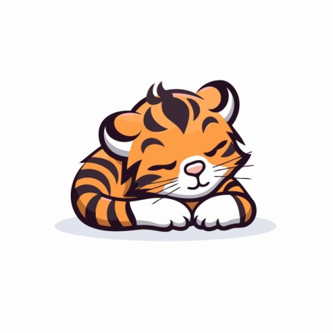 Cute tiger sleeping vector illustration. Isolated on white backg