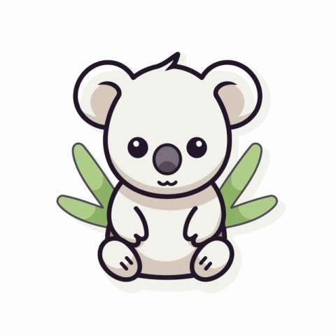 Cute cartoon koala sitting on the grass. Vector illustration.