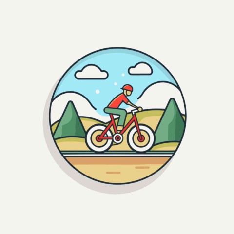 Mountain biking flat icon. Vector illustration. eps 10.