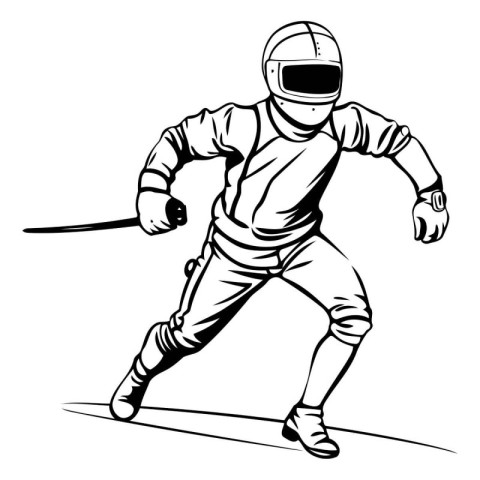 Fencing. Black and white vector illustration of a fencing sport.