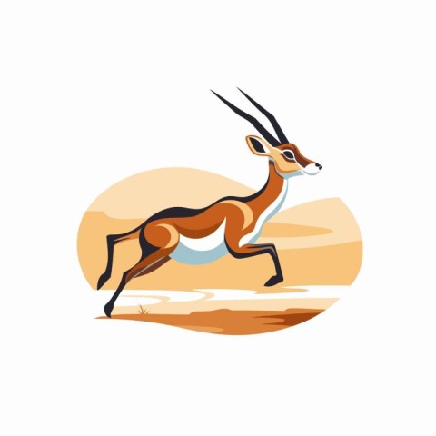 Wild african animal gazelle running in the desert vector Illustr