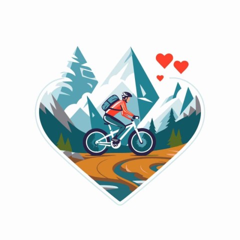 Mountain bike in the heart shape. Vector illustration for your d