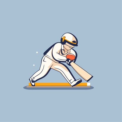 Cricket player in action. Vector illustration in cartoon style.