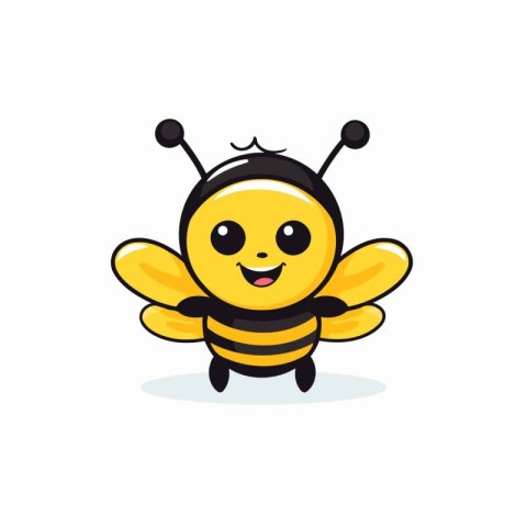 Cute cartoon bee. Vector illustration. Isolated on white backgro