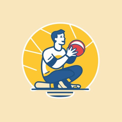 Basketball player with ball. Vector illustration in a flat style