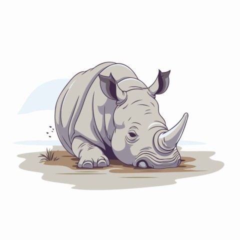 Rhinoceros vector illustration isolated on white background. Sid