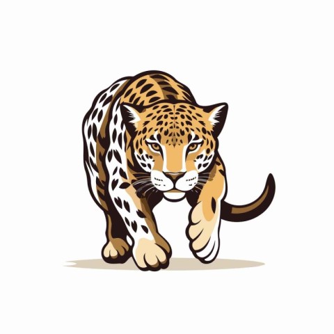 Illustration of a cheetah in cartoon style on white background