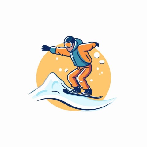 Snowboarder jumping on the wave. Extreme winter sport. Vector il