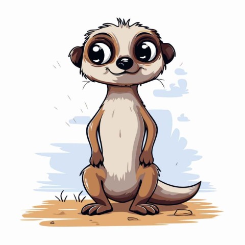 Cute meerkat on white background. Vector cartoon illustration.