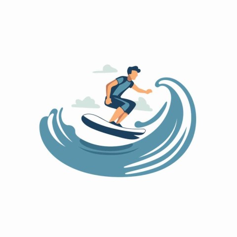 Surfer vector illustration. Isolated on white background. Flat d