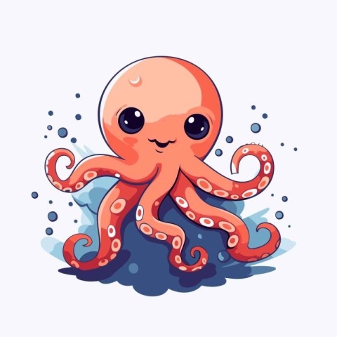 Cute cartoon octopus. Vector illustration of a cute octopus.