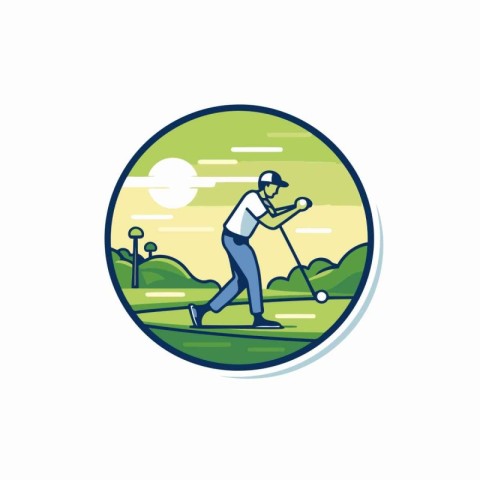 Golf club logo template. Vector illustration of golf player play