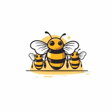 Honey bee logo isolated on white background. Flat style vector i